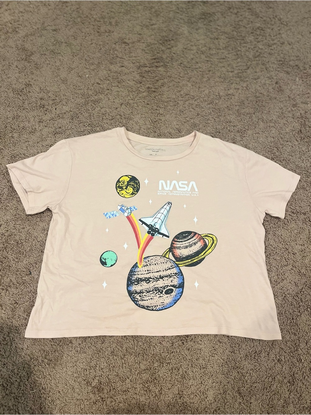 Grayson Threads Pink NASA Space Shuttle Tee with Rainbow Accent
